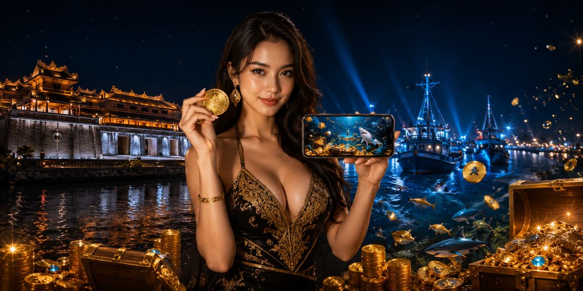 Người chơi sử dụng di động tại Huế với cảnh biển tuyệt đẹp